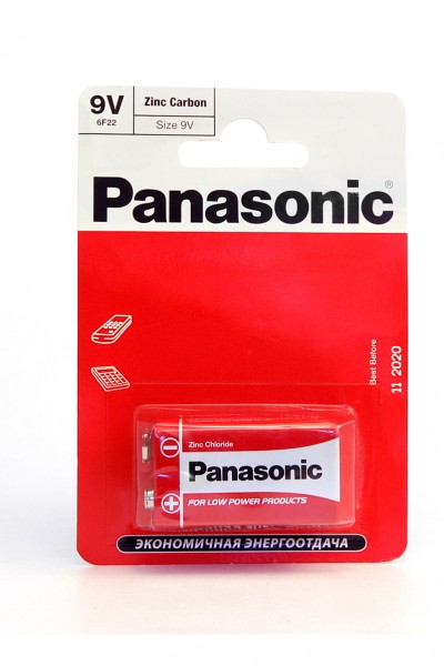Батарейка крона 6F22 Zinc Carbon BL*1, Panasonic - купить в Тамбове