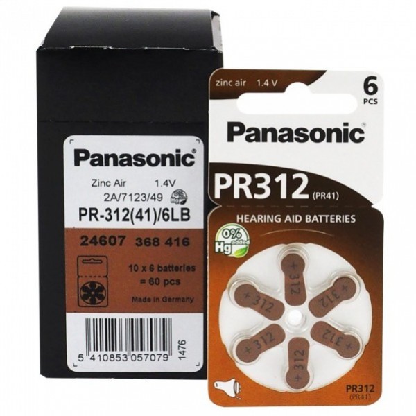 Элемент питания PR-312 H (для слуховых аппаратов), Panasonic - купить в Тамбове