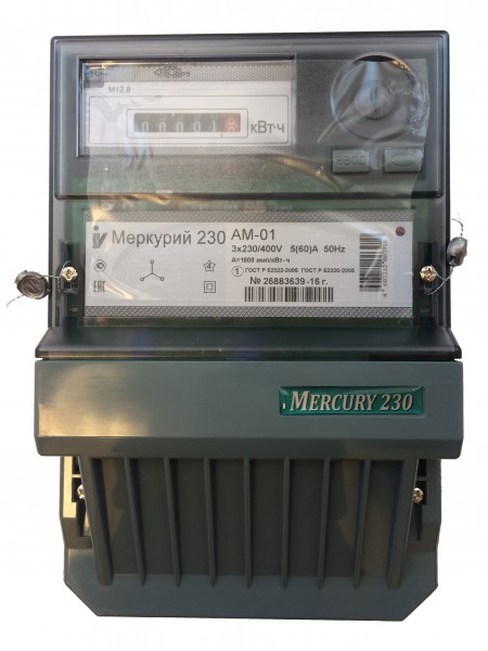 Счетчик электрический энергии Меркурий-230 АМ-01 5-60А (220/400В имп. вых.МОУ)кл.т.1 - купить в Тамбове