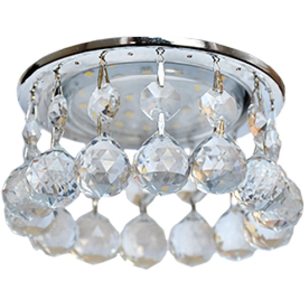 Светильник Ecola GX53 H4 Glass с большими хрус-ми на подвесе Прозр/Хром 90x110 - купить в Тамбове