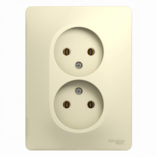 Glossa С/У бежевая розетка 2гн, б/з в сборе, Schneider Electric - купить в Тамбове
