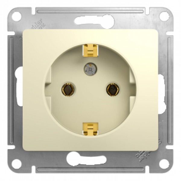 Glossa С/У бежевая розетка 1гн, с/з 16А без рамки, Schneider Electric - купить в Тамбове