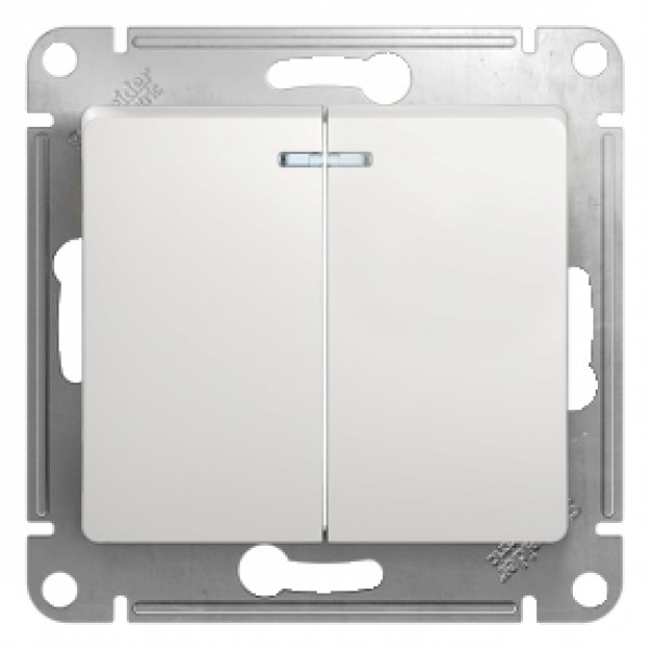 Glossa С/У белый выключатель 2 кл с индикацией 10А без рамки, Schneider Electric - купить в Тамбове