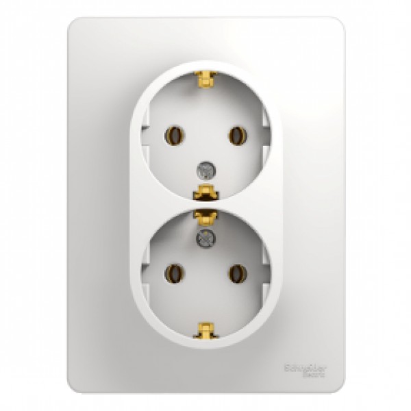Glossa С/У белая розетка 2гн, с/з 16А в сборе, Schneider Electric - купить в Тамбове