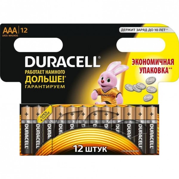 Элемент питания alcaline AAA LR03 12BL, DURACELL  - купить в Тамбове