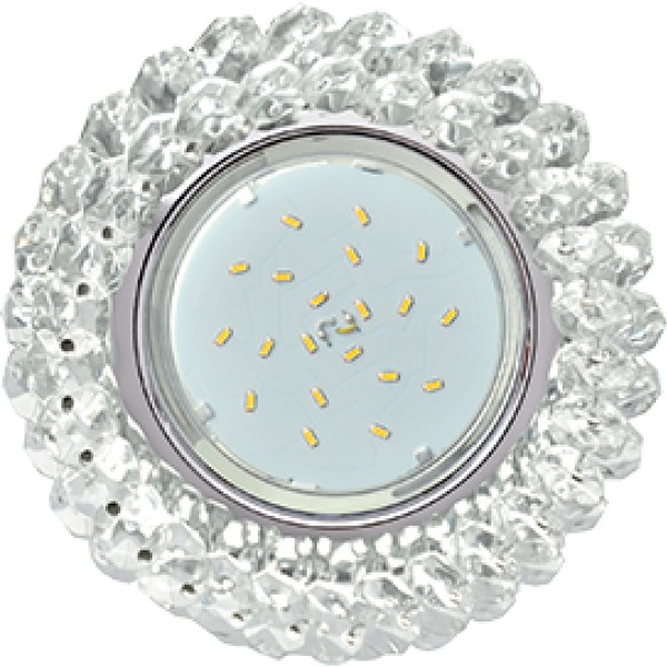 Светильник GX-53 H4 220V Glass Круглый с хрусталиками прозр./хром 56*120Ecola - купить в Тамбове