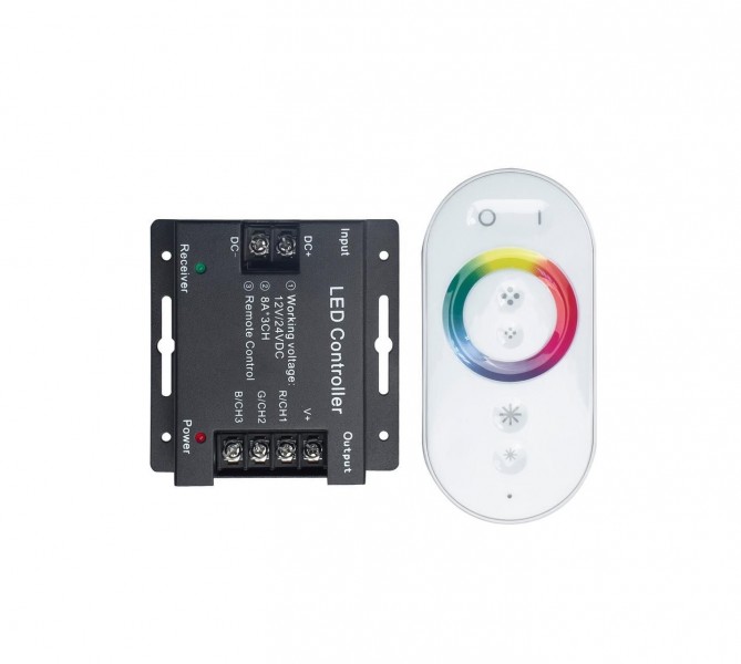 Контроллер Ecola LED RGB RF 24A 288W 12V (576W 24V) с кольцевым сенсорным белым радиопультом, Ecola - купить в Тамбове