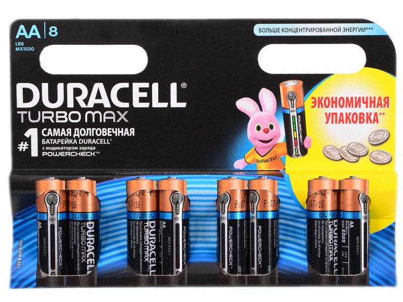 Элемент питания alcaline AA LR06 BL-8 TurboMAX, DURACELL - купить в Тамбове