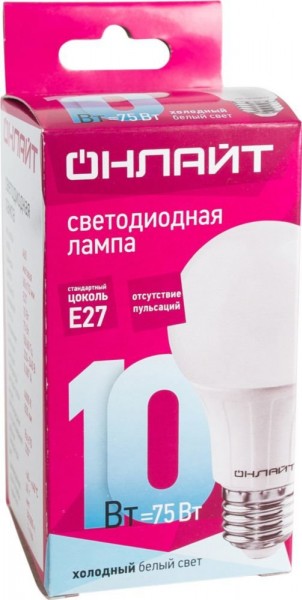 Лампа LED A60-10W-230-4K- E27 ОНЛАЙТ - купить в Тамбове