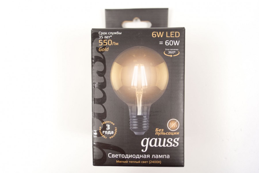 LED Filament E27 6W 2400K GOLD, Gauss - купить в Тамбове