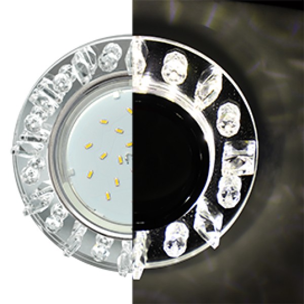 Светильник GX53 H4 LD5361 Стекло Круг, стразы, подсветка, Хром-зеркальн. 50x120, Ecola - купить в Тамбове