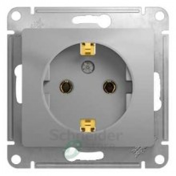 Механизм розетки 1-м СП с/з 16А алюм., AtlasDesign, Schneider - купить в Тамбове