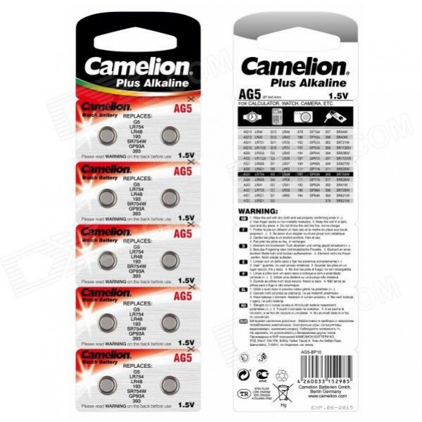 Элемент питания G05 BL-10 (AG5-BP10, 393А/LR754/193), Camelion - купить в Тамбове