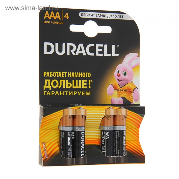 Элемент питания alcaline AAA LR03 4BL (4/80) original, DURACELL - купить в Тамбове