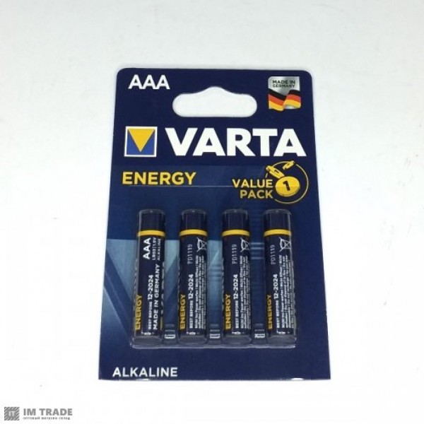 Батарейка алкалин БЕЗ НДС LR03 (4шт. блистер), VARTA ENERGY - купить в Тамбове