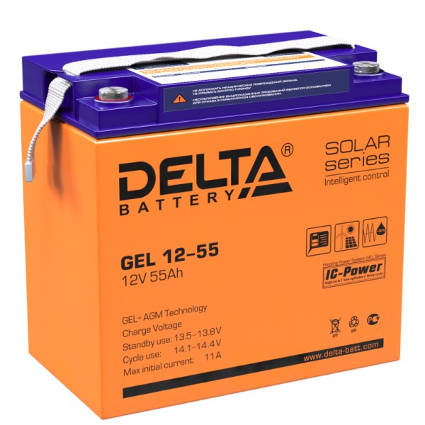 Аккумулятор гелевый DELTA GEL 12-55 - купить в Тамбове