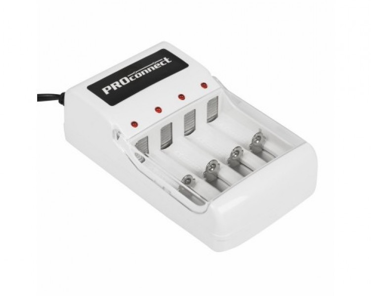 Зарядное устройство для аккумуляторов АА/ААА, белое, Proconnect - купить в Тамбове