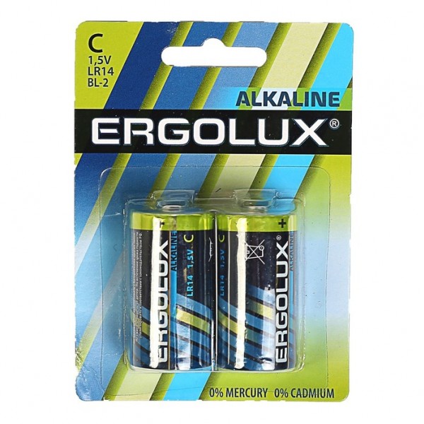 Элемент питания алкалиновый LR14 1.5В Alkaline (блист.2шт), Ergolux - купить в Тамбове