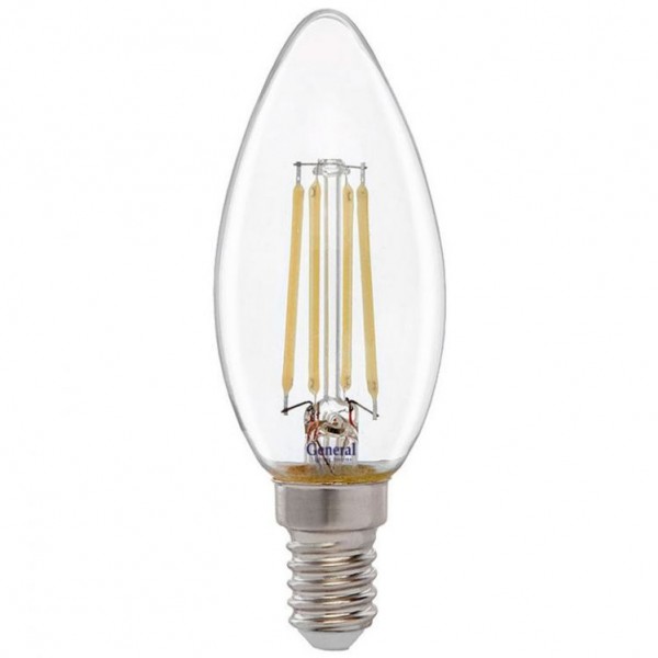 Лампа св/д свеча E14 8Вт. 6500K филамент (нитевидная), General - купить в Тамбове