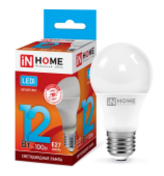 Лампа LED A60-12W-230-4000K-E27, IN HOME - купить в Тамбове