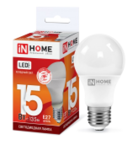 Лампа LED A60-15W-230-6500K-E27, IN HOME - купить в Тамбове