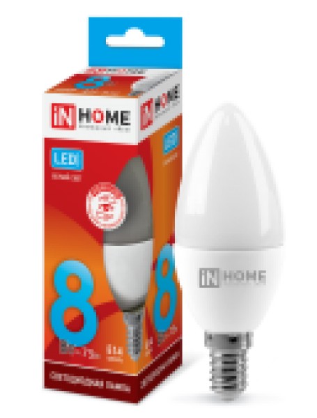 Лампа LED свеча 8W-230-4000K-E14, IN HOME - купить в Тамбове