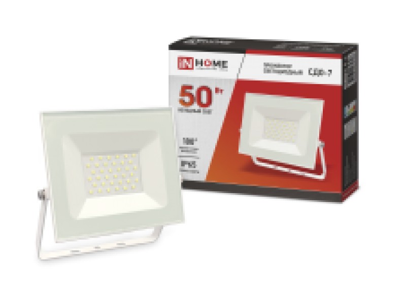 Прожектор LED СДО-7 50Вт 230В 6500К IP65 белый, IN HOME - купить в Тамбове