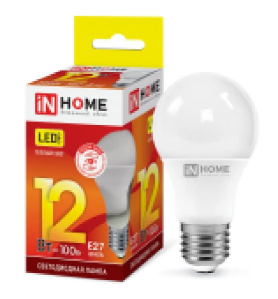 Лампа LED A60-12W-230-3000K-E27, IN HOME - купить в Тамбове