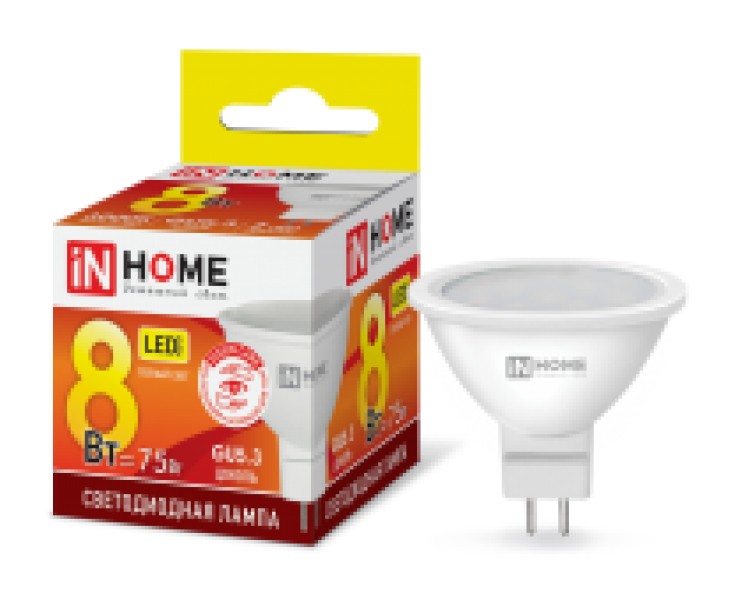 Лампа LED-JCDR GU5.3 8W-230V-3000K, IN HOME - купить в Тамбове