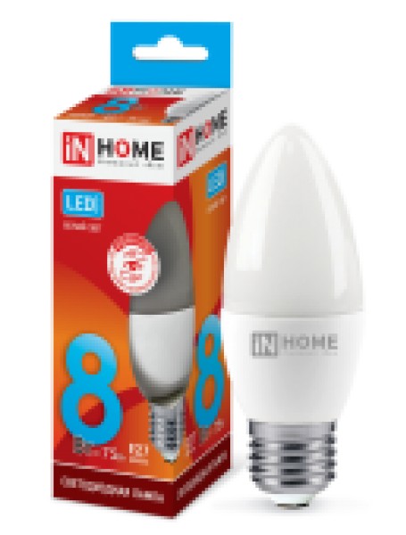 Лампа LED свеча 8W-230-4000K-E27, IN HOME - купить в Тамбове