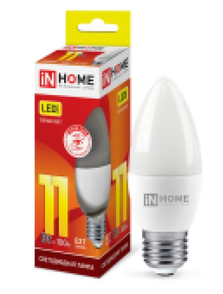 Лампа LED свеча 11W-230-3000K-E27, IN HOME - купить в Тамбове