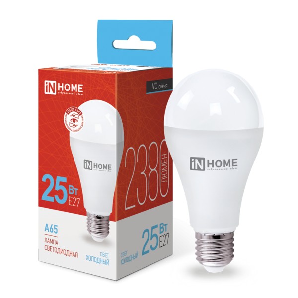 Лампа LED A65-25W-230-6500K-E27, IN HOME - купить в Тамбове