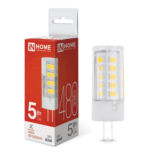 Лампа LED-JC G4 5W 4000K 12V силикон, IN HOME - купить в Тамбове