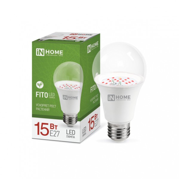 Лампа LED для растений А60 Е27 15W FITO, IN HOME - купить в Тамбове