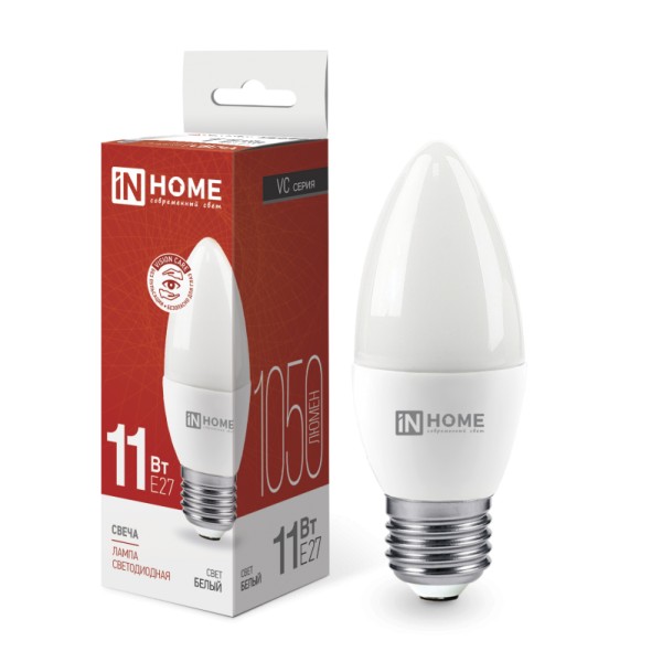 Лампа LED свеча 11W-230-4000K-E27, IN HOME - купить в Тамбове