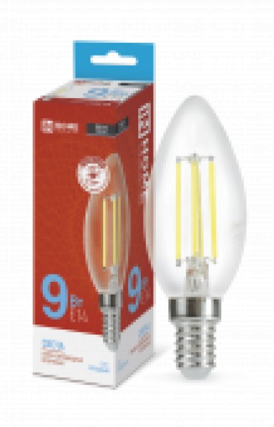 Лампа LED Свеча-deco 9W-230-6500K E14 прозрачная, IN HOME - купить в Тамбове