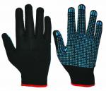 Перчатки нейлоновые с частичным покрытием ладони и пальцев точка ПВХ.Черная, REXANT