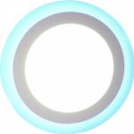 Свет-к с/д встраиваемый (круг) LE LED 2BCLR 16W 3/6K (20) подсветка по краю (голубое свечение), LEEK