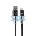 USB кабель для iPhone 5/6/7/8/X моделей,шнур SOFT TOUCH черный, REXANT